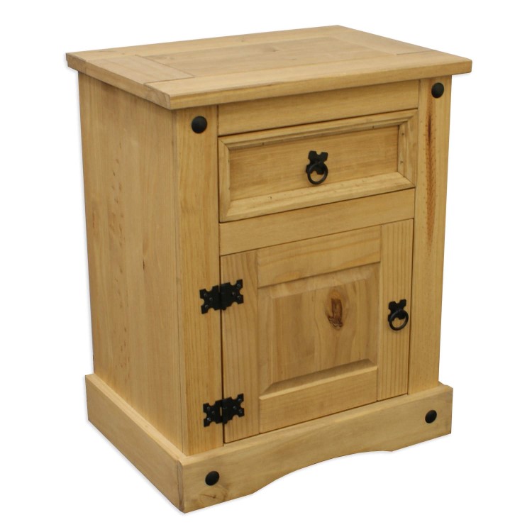 Set of 2 Corona Mexican Bedside Table In Solid Pine 