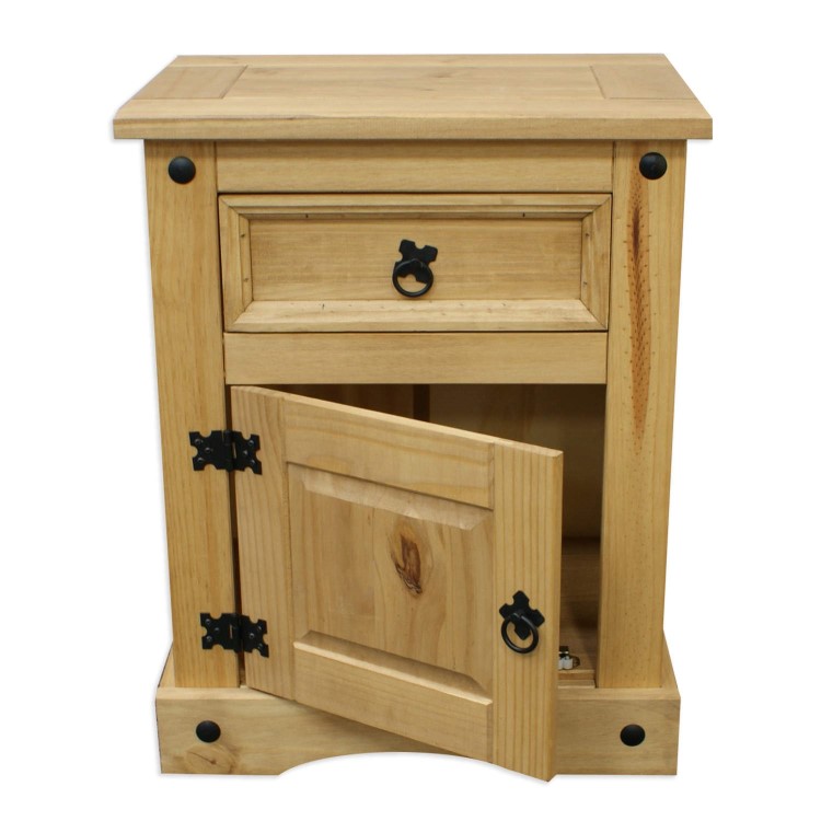 Set of 2 Corona Mexican Bedside Table In Solid Pine 