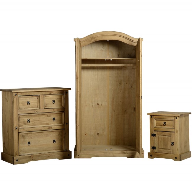 Corona Mexican 3 Piece Bedroom Set in Solid Pine