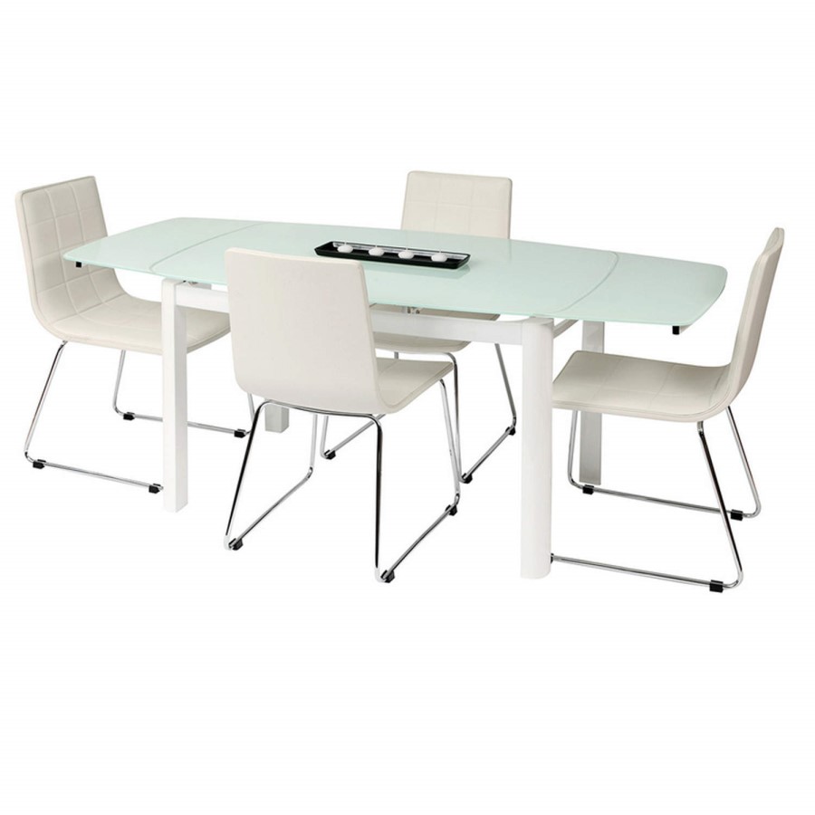 Wilkinson Furniture Inca Dining Set in White with 4 Chairs