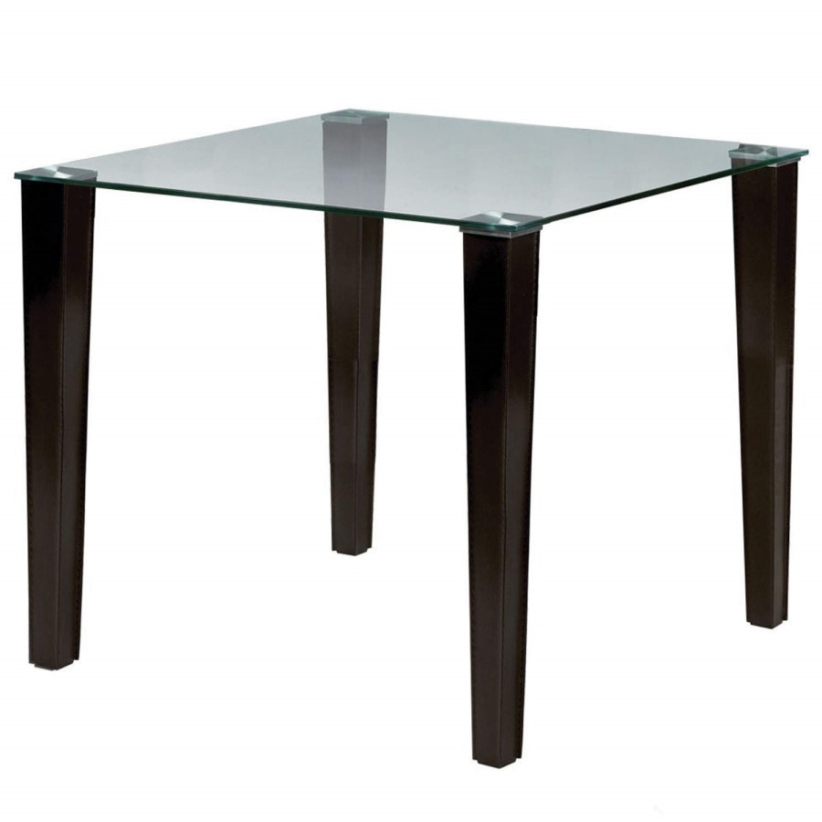 Julian Bowen Quattro Brown Faux Leather Glass Top Dining Set with 4 Chairs