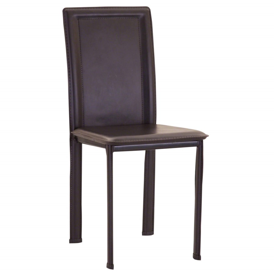 Julian Bowen Quattro Brown Faux Leather Glass Top Dining Set with 4 Chairs