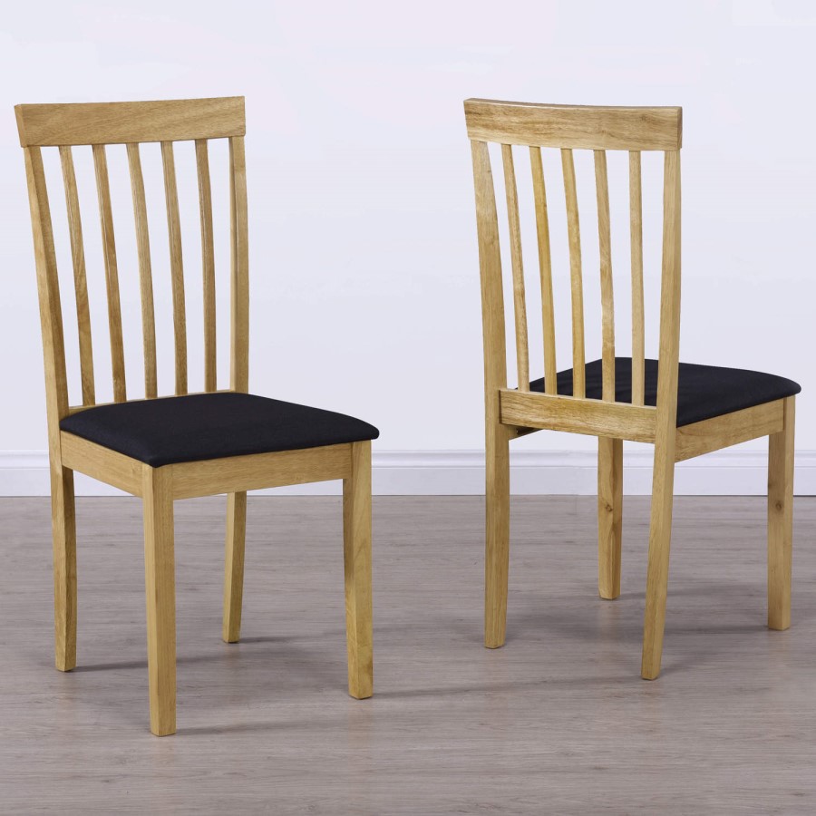 New Haven Large Dining Set with 6 Slatted Chairs in Black