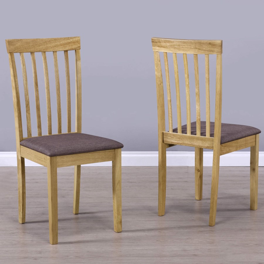 New Haven Large Dining Set with 6 Slatted Chairs in Brown