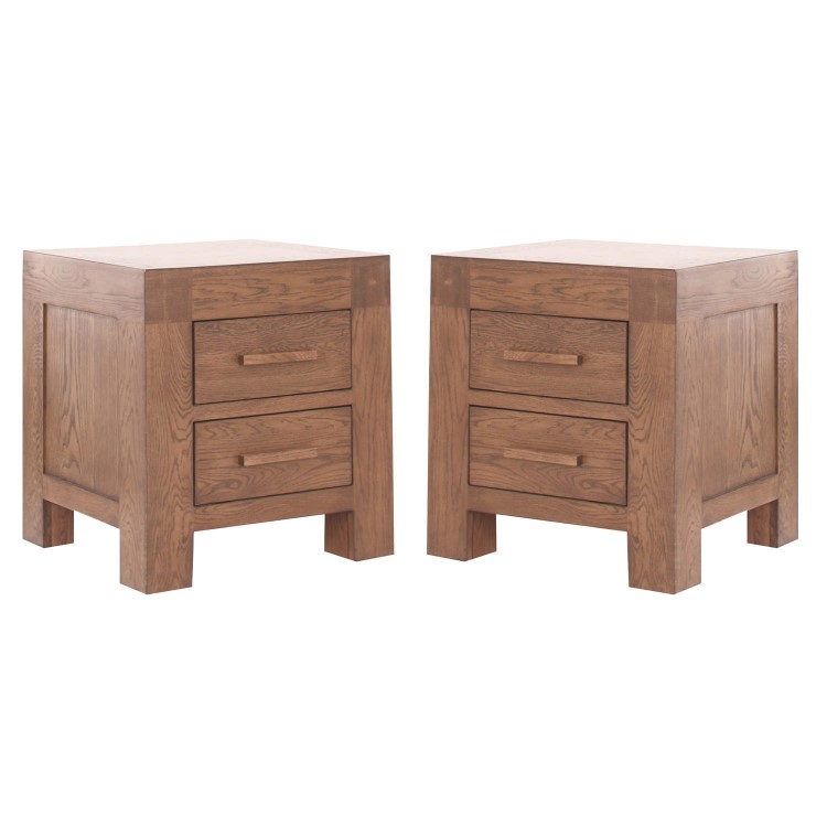 Set of 2 Vineyard Dark Oak Bedside Tables 