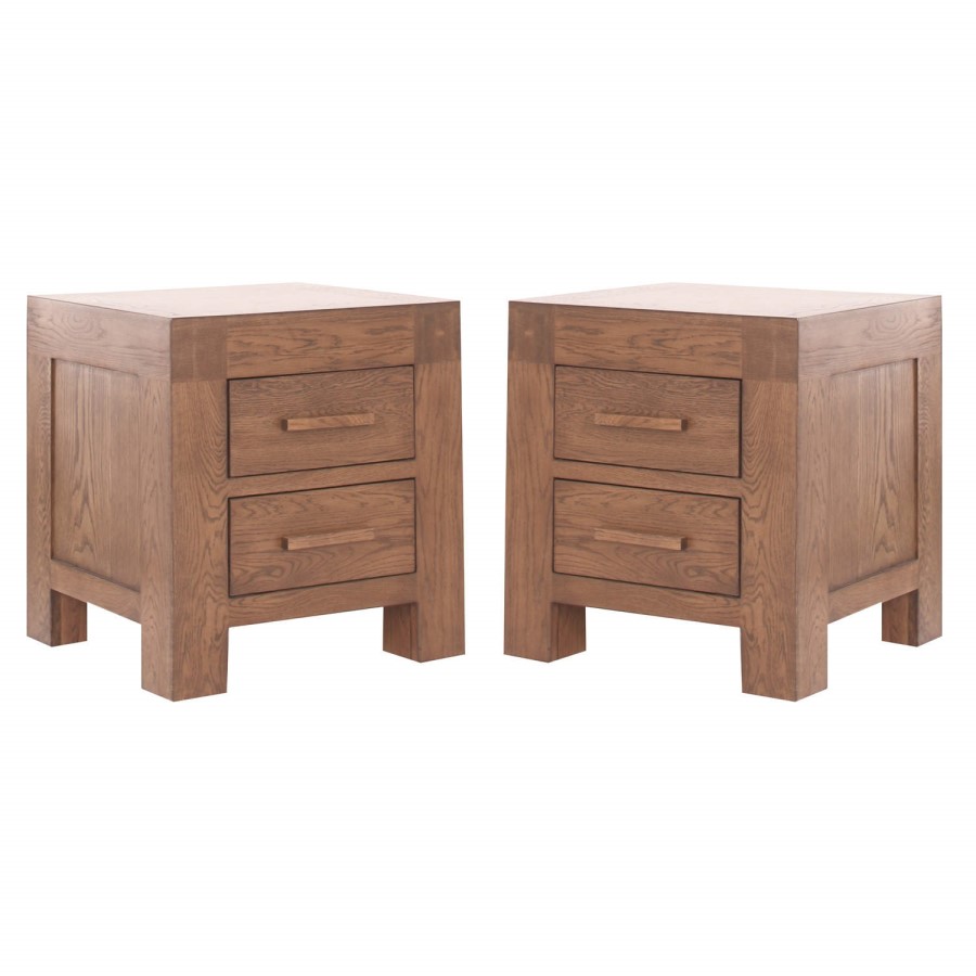 Set of 2 Vineyard Dark Oak Bedside Tables 