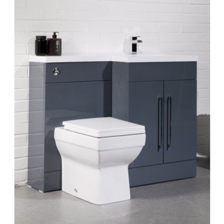 Anthracite Toilet and Basin Combination Cloakroom Unit Suite with Mid Edge Basin - W1090mm