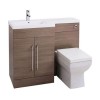 Oak Left Hand Cloakroom Suite with Thin Edge Basin - W1090mm
