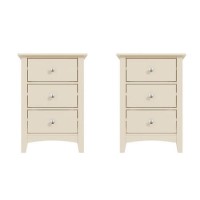 Pair of Farley Bedside Tables in Ivory/Cream