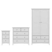 Fenton Light Grey Bedroom Set Includes Bedside Chest + Wardrobe