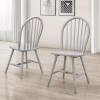 GRADE A2 - Rhode Island Pair of Grey Solid Wood Windsor Dining Chairs