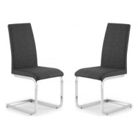 Grey Fabric Dining Chair with Chrome Legs - Julian Bowen