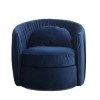 Round Swivelling Pleated Velvet Armchair in Midnight Blue