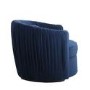 Round Swivelling Pleated Velvet Armchair in Midnight Blue