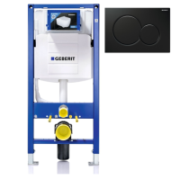 Geberit 1120mm Duofix Frame and Sigma Concealed Cistern with Black Flush Plate Geberit 1120mm Duofix Frame and Sigma Concealed Cistern with Black Flush Plate