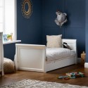 BUN/21OB2502/97830 Stamford White Sleigh Toddler Bed with Drawer - Obaby
