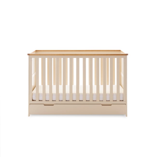 Evie Cot Bed with drawer in cashmere - Obaby 