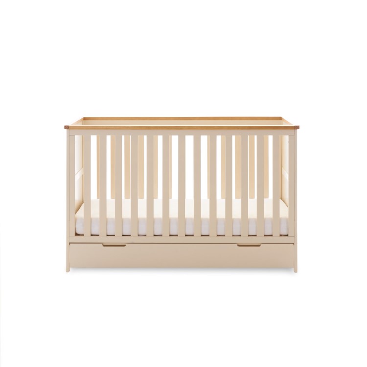 Evie Cot Bed with drawer in cashmere - Obaby 