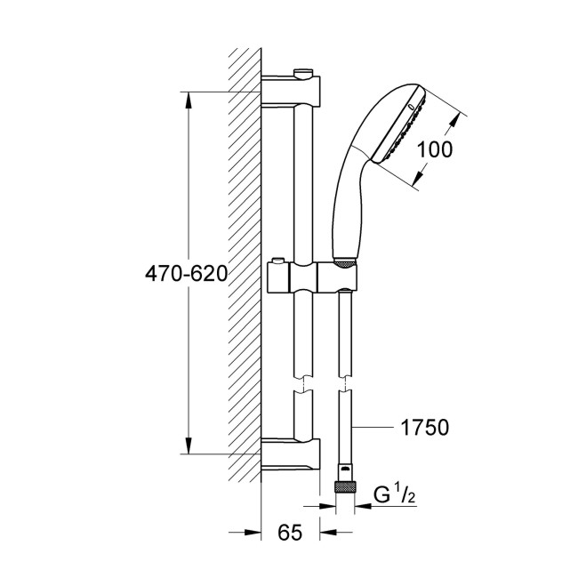 Grade A1 - Grohe Slide Rail Kit With Single Lever Tap - Matt Black