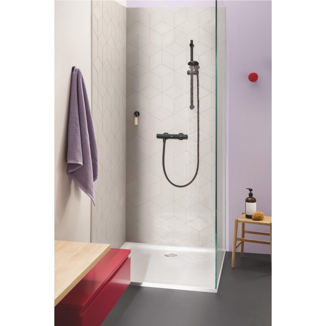 Grohe Black Thermostatic Mixer Shower Set with Slide Rail Kit