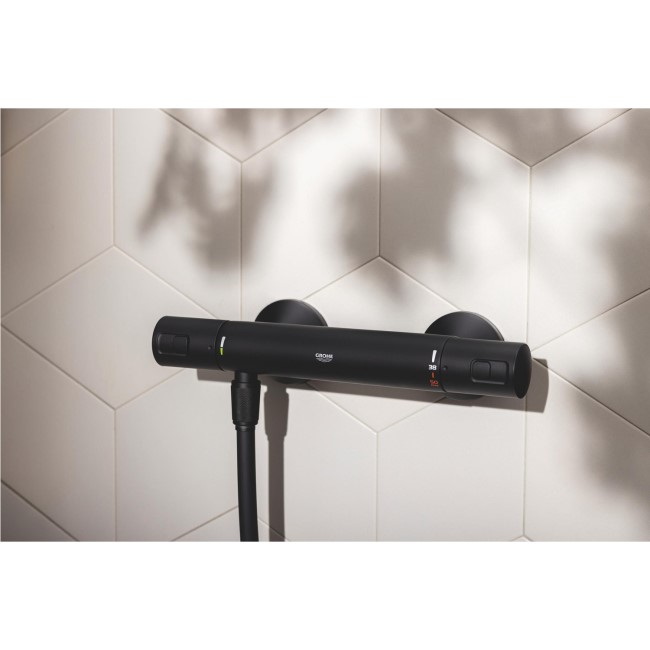 Grohe Black Thermostatic Mixer Shower Set with Slide Rail Kit