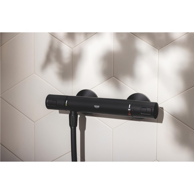 Grade A1 - Grohe Black Thermostatic Mixer Shower with Slide Rail Kit