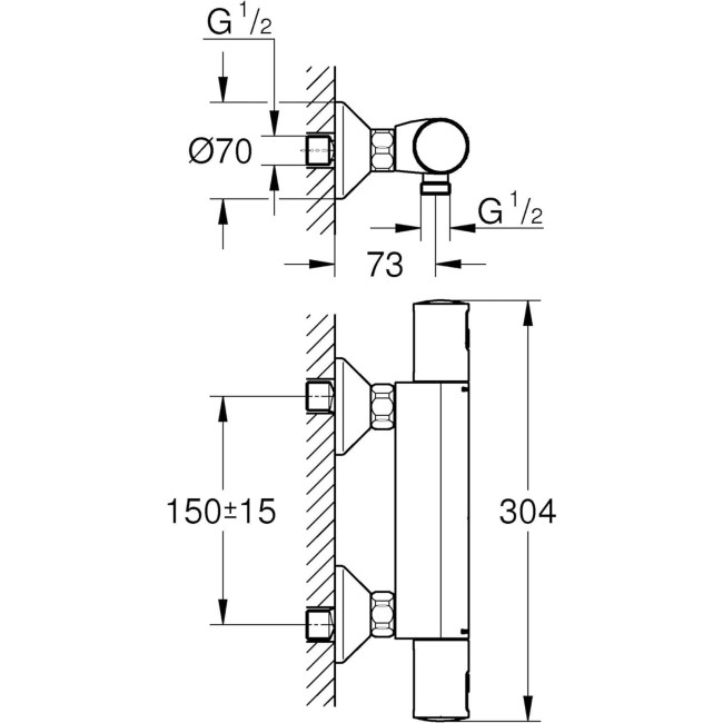 Grohe Black Thermostatic Mixer Shower Set with Slide Rail Kit