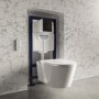 Purificare Wall Hung Toilet With Grohe Frame And Black Flush Plate