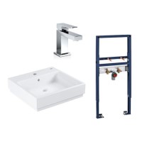 Grohe Cube Wall Hung Basin 600mm Tap & Frame Grohe Cube Wall Hung Basin 600mm Tap & Frame