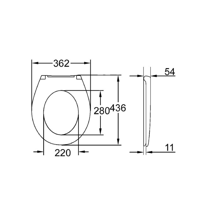 Grade A1 - Wall Hung Rimless Toilet With Seat - Grohe Bau