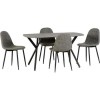 Grey Concrete Effect Dining Table Set with 4 Grey Faux Leather Chairs - Seats 4 - Athens