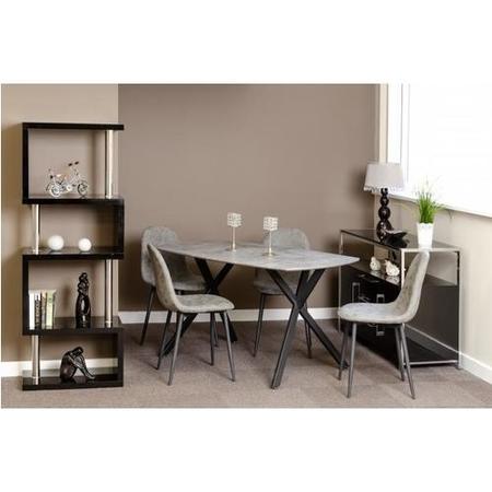 GRADE A1 - Seconique Athens Dining Table in Grey Concrete Effect with Black Metal Frame