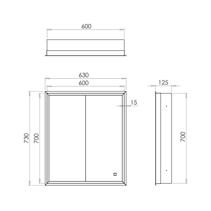 HIB Vanquish 60 Recessed Brass Bathroom Mirror Cabinet with Lights - 630 x 730mm