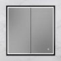 HIB Vanquish 80 Recessed Black Bathroom Mirror Cabinet with Lights - 830 x 730mm