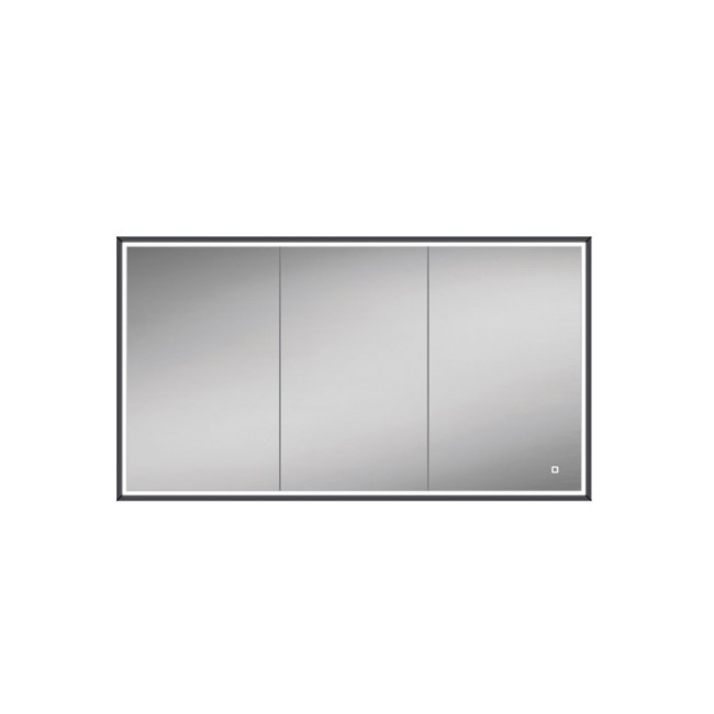 HIB Vanquish 120 Recessed Black Bathroom Mirror Cabinet with Lights - 1230 x 730mm