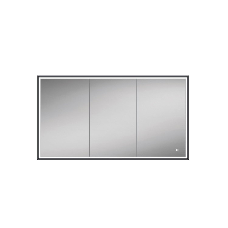 HIB Vanquish 120 Recessed Black Bathroom Mirror Cabinet with Lights - 1230 x 730mm