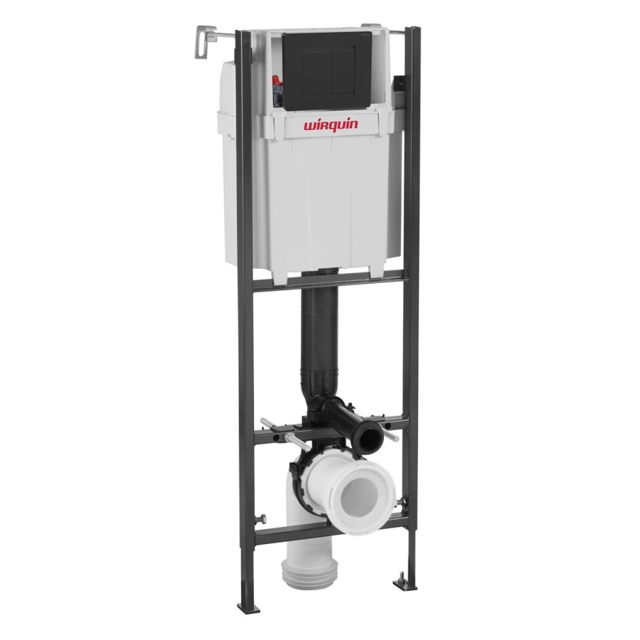 Wall Hung Toilet with Soft Close Seat Wall Hanging Frame Cistern and Black Flush Plate - Santiago