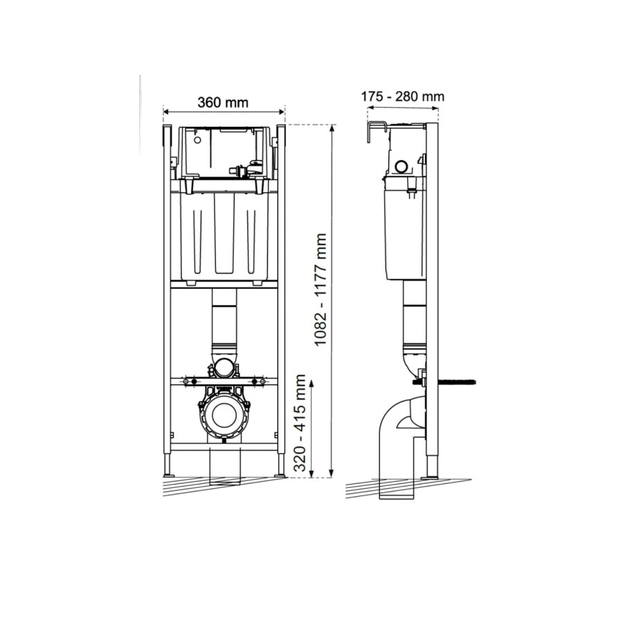 Wall Hung Toilet with Soft Close Seat Wall Hanging Frame Cistern and Black Flush Plate - Santiago