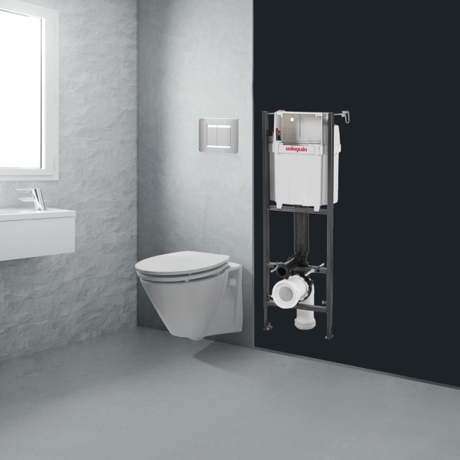 Wirquin Initio Compact WC Frame with Chrome Flush Plate