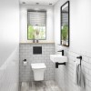 Wall Hung Toilet with Soft Close Seat Wall Hanging Frame Cistern and Black Flush Plate - Santiago