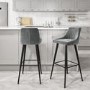 GRADE A2 - Macie Grey Velvet Bar Stool with Black Legs