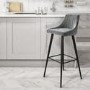 GRADE A2 - Macie Grey Velvet Bar Stool with Black Legs