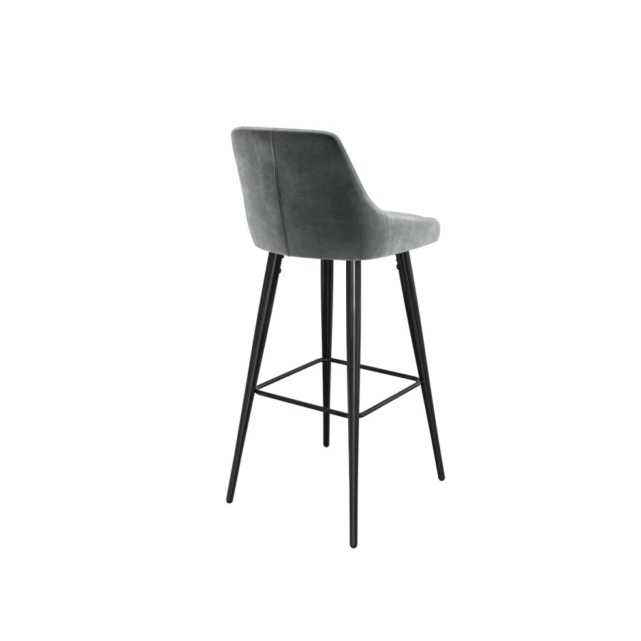 GRADE A2 - Macie Grey Velvet Bar Stool with Black Legs