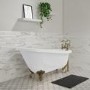 GRADED A2 -Freestanding Single Ended Roll Top Slipper Bath with Brushed Brass Feet 1700 x 710mm - Park Royal 