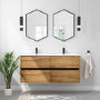 Grade A2 - 1200mm Wood Effect Wall Hung Double Vanity Unit with Basins - Roxbi