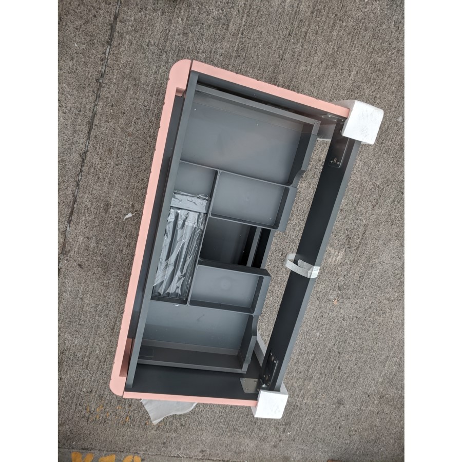 Grade A2 - 800mm Pink Wall Hung Countertop Vanity Unit with Basin and Brass Handles - Empire