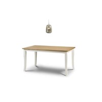 GRADE A2 - Davenport Ivory & Solid Oak Farmhouse Dining Table with Cascina Chrome & Smoked Glass Pendant Chandelier