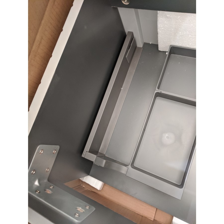 Grade A2 - 1200mm Grey Wall Hung Double Vanity Unit with Basin and Brass Handles - Empire