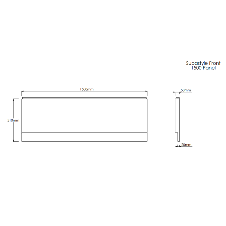 Single Ended Shower Bath with Front Panel & Chrome Bath Screen with Towel Rail 1500 x 700mm - Alton