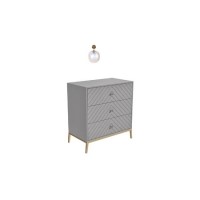 GRADE A2 - Ezra Grey Chevron Chest of 3 Drawers with Legs and Avellino Iridescent Dimpled Smoked Glass Wall Light
